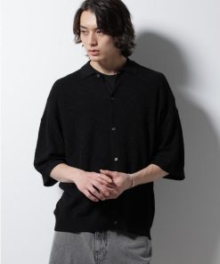 ハイゲージ ヘリンボーンニットシャツ