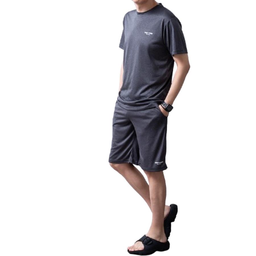 セットアップ メンズ 冷感 上下セット 部屋着 ルームウェア tシャツ 半袖 ストレッチ 吸水速乾 - 画像 (2)
