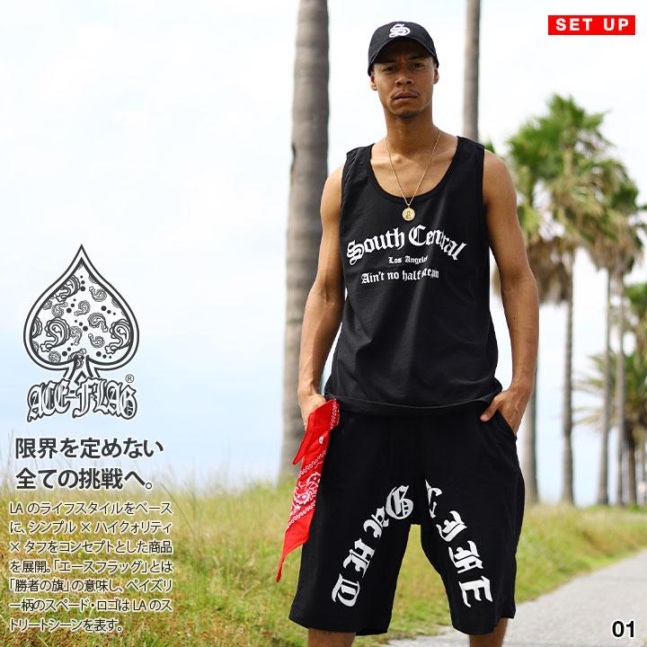ACEFLAG ACE FLAG 上下セット 半袖 Tシャツ ハーフパンツ 大きいサイズ エースフラッグ セットアップ South Central サウスセントラル THUG LIFE サグライフ 2Pac b系