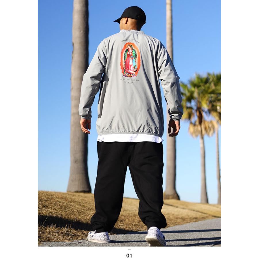 ACEFLAG ACE FLAG 上下セット 長袖 大きいサイズ エースフラッグ セットアップ ブルゾン ピステ ナイロン アウター 上下 マリア 聖母マリア ロゴ ビッグシルエット b系 - 画像 (4)
