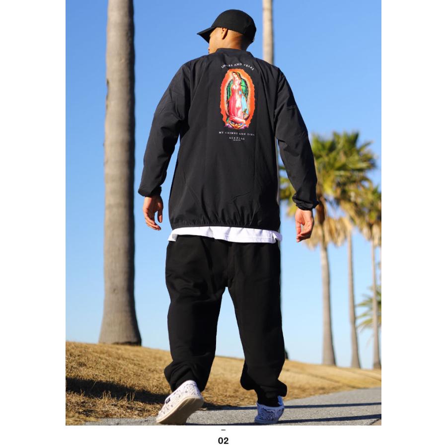 ACEFLAG ACE FLAG 上下セット 長袖 大きいサイズ エースフラッグ セットアップ ブルゾン ピステ ナイロン アウター 上下 マリア 聖母マリア ロゴ ビッグシルエット b系 - 画像 (7)