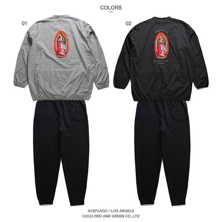 ACEFLAG ACE FLAG 上下セット 長袖 大きいサイズ エースフラッグ セットアップ ブルゾン ピステ ナイロン アウター 上下 マリア 聖母マリア ロゴ ビッグシルエット b系 - 画像 (9)