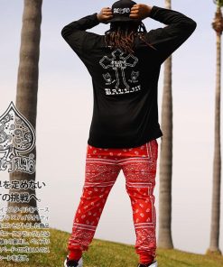 ACEFLAG ACE FLAG 上下セット 長袖 ブランド Tシャツ ロンT ロングパンツ 大きいサイズ エースフラッグ セットアップ ジャージ おしゃれ 2Pac 十字架 クロス b系