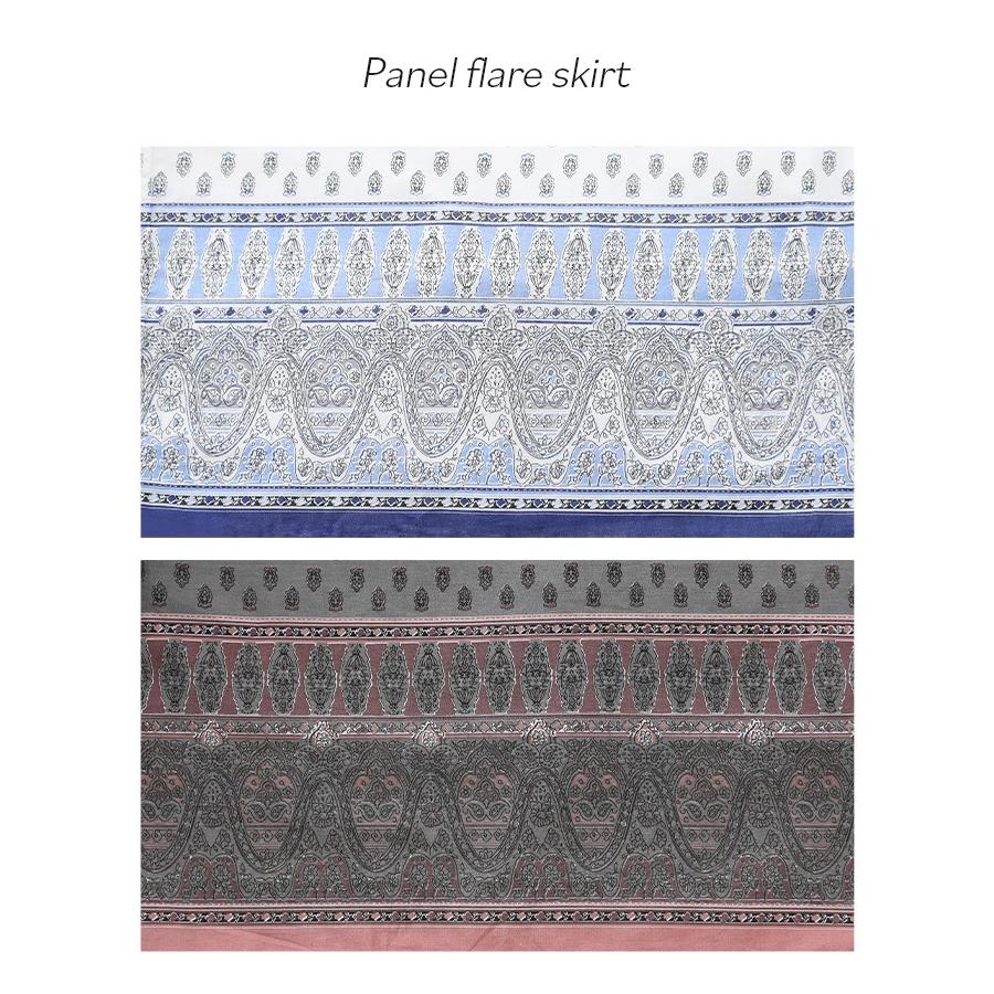 osharewalker フレアスカート ロング レディース ボトムス パネル柄 裏地付き ポケット ウエストゴム コットン100% 薄手 カジュアル きれいめ 春 夏「メール便不可」「20」 - 画像 (5)