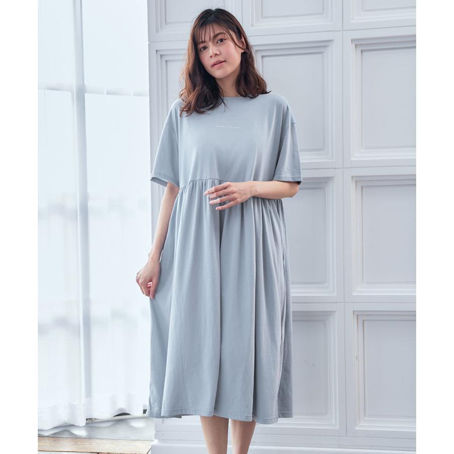 aimerfeel 40%OFF ルームウェア シンプルロゴ 綿混 ワンピース 女性 下着 レディース エメフィール - 画像 (4)