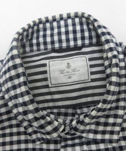 H■ナノユニバース/The 1st Floor nano universe ギンガムチェック柄 長袖シャツ【S】黒白/MENS■85 【中古】