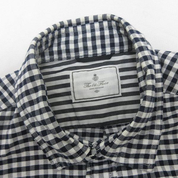 H■ナノユニバース/The 1st Floor nano universe ギンガムチェック柄 長袖シャツ【S】黒白/MENS■85 【中古】
