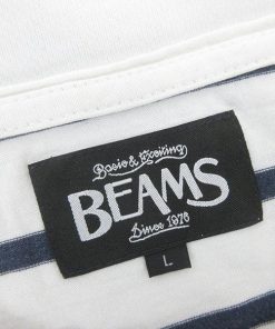 G■ビームス/BEAMS ボーダーTシャツ/コットン【L】白紺/men's/117【中古】■