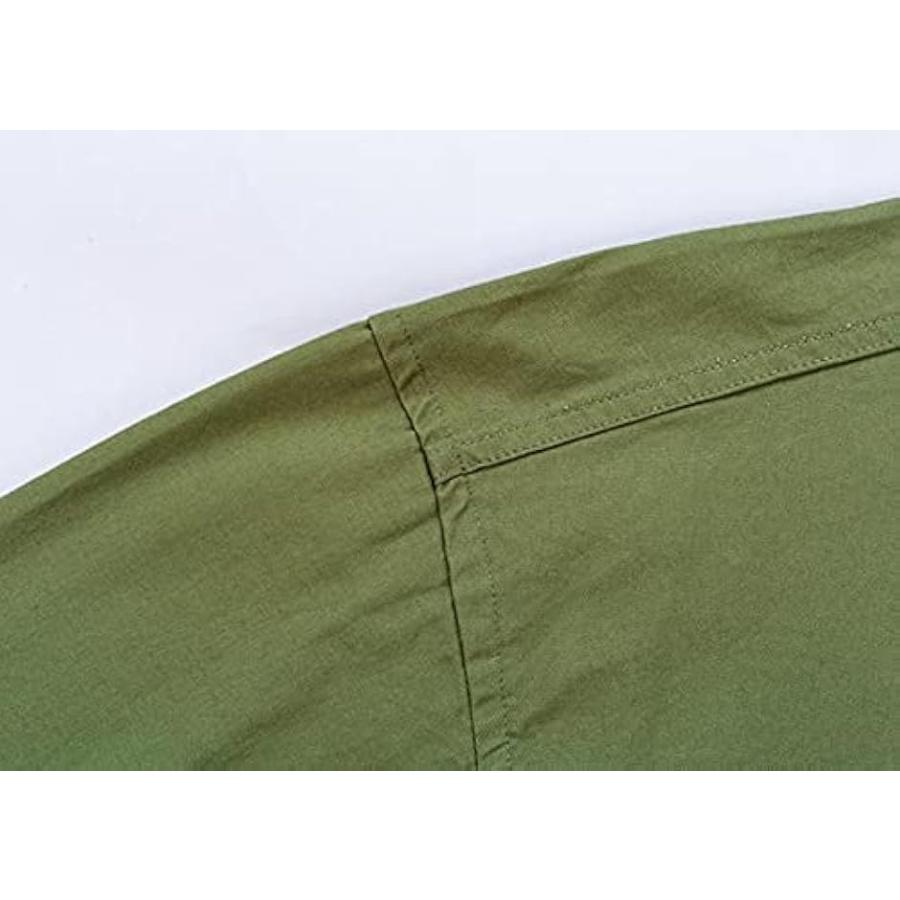 アスペルシオ 長袖 ワークシャツ 襟付き お洒落 トップス メンズ グリーン(パロットグリーン, L) - 画像 (5)