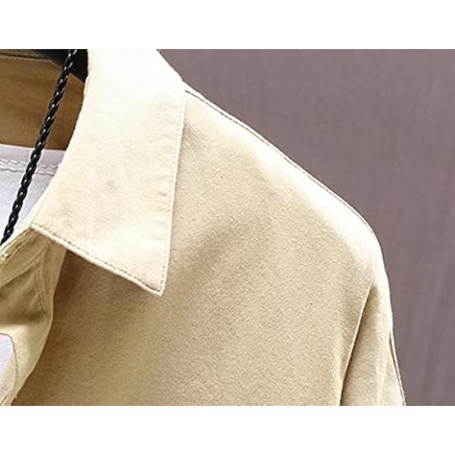 アスペルシオ 長袖 ワークシャツ 襟付き お洒落 トップス メンズ グリーン(パロットグリーン, L) - 画像 (6)