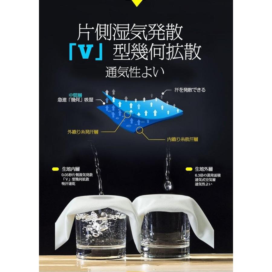 吸汗速乾 スポーツ tシャツ メンズ 汗対策 抗菌消臭 無地 インナーシャツ( ブラック, 3L) - 画像 (4)