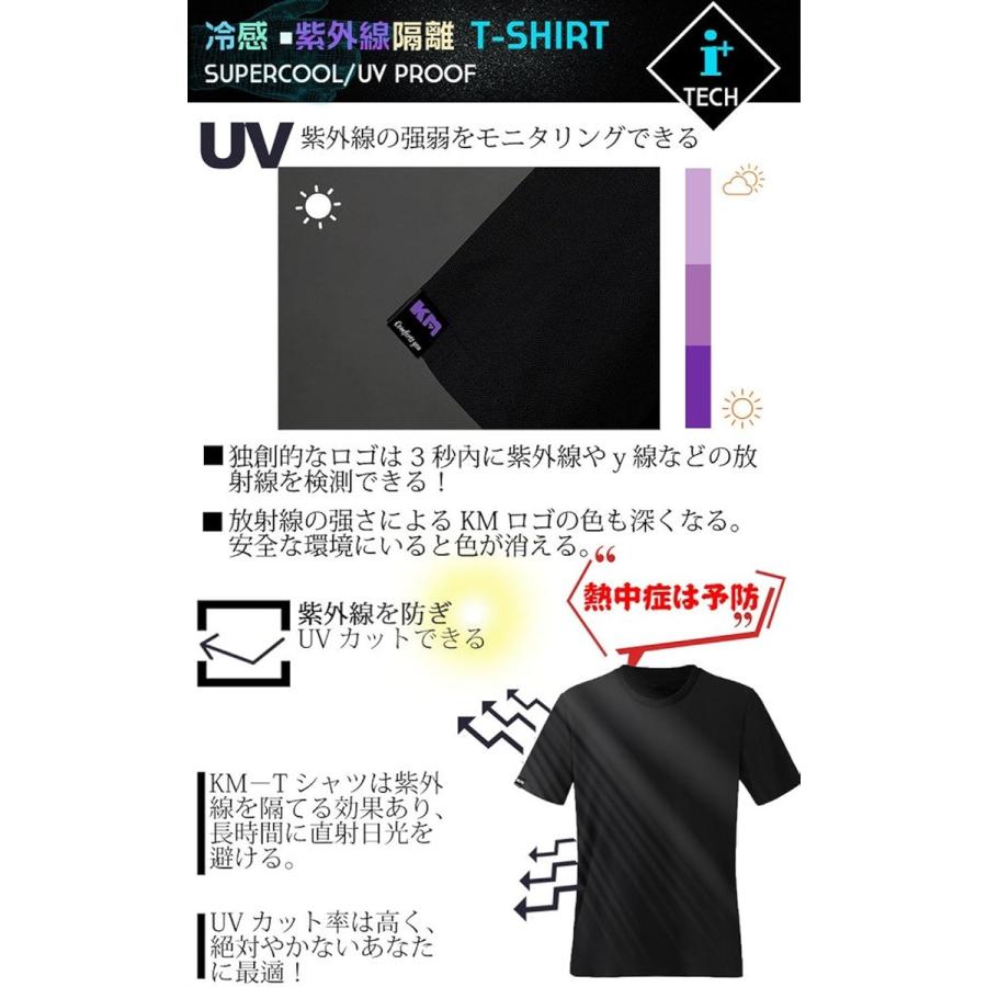 吸汗速乾 スポーツ tシャツ メンズ 汗対策 抗菌消臭 無地 インナーシャツ( ブラック, 3L) - 画像 (5)