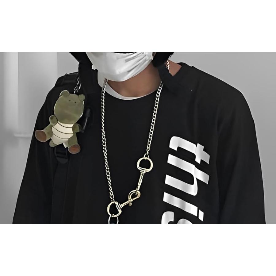 アスペルシオ 重ね着風 ロングスリーブ 袖ロゴ 英文字 プリント オシャレ カッコイイ トップス メンズ(ソプラノブラック, 2XL) - 画像 (7)