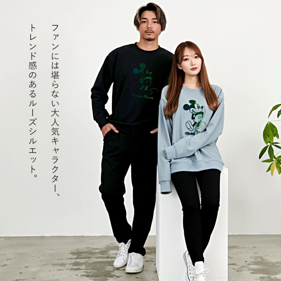 Disney ミッキー トレーナー メンズ DISNEY スウェット 大きいサイズ プルオーバー クルーネック ブランド 黒 - 画像 (4)