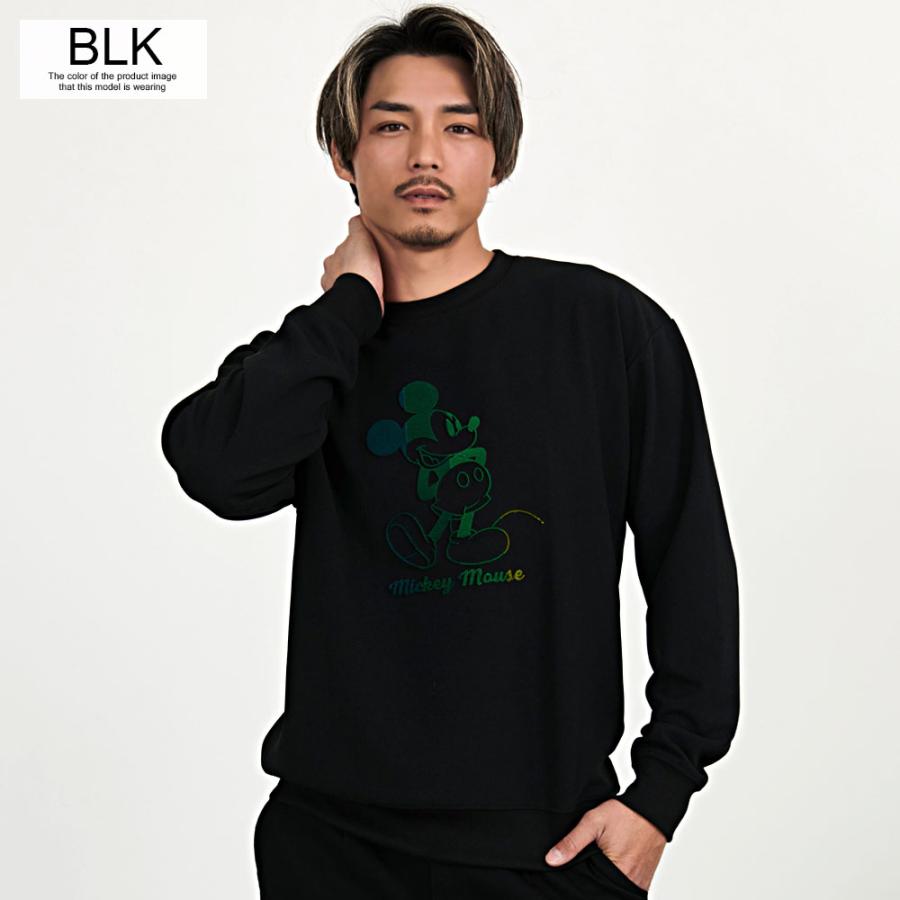 Disney ミッキー トレーナー メンズ DISNEY スウェット 大きいサイズ プルオーバー クルーネック ブランド 黒 - 画像 (5)
