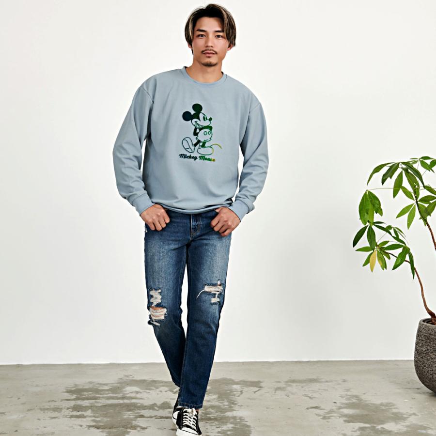 Disney ミッキー トレーナー メンズ DISNEY スウェット 大きいサイズ プルオーバー クルーネック ブランド 黒 - 画像 (9)