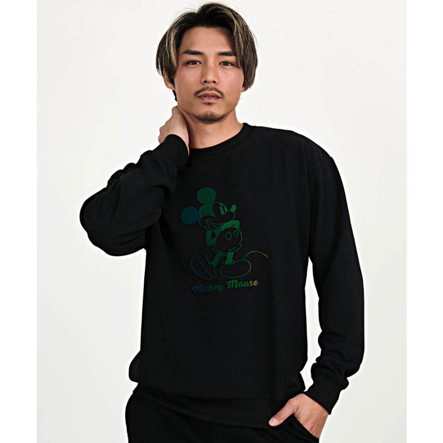 Disney ミッキー トレーナー メンズ DISNEY スウェット 大きいサイズ プルオーバー クルーネック ブランド 黒 - 画像 (3)