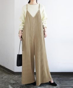 and it_ サロペット オーバーオール セルフカットプリーツワイドサロペット レディース