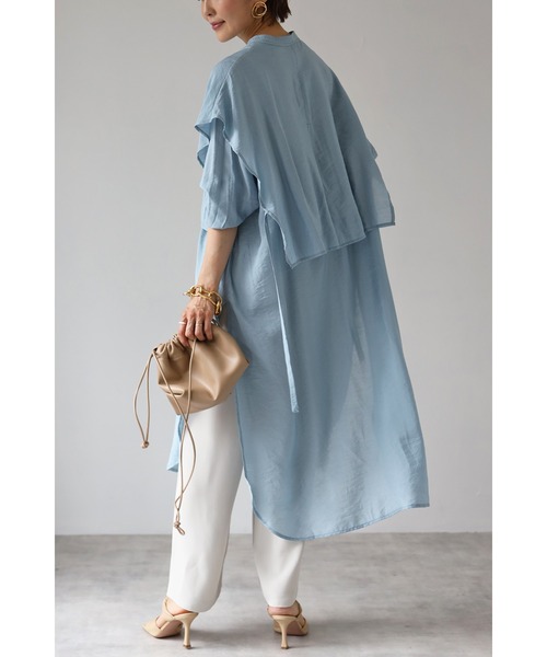 Bonjour Sagan ワンピース バンドカラーデザインシャツワンピース