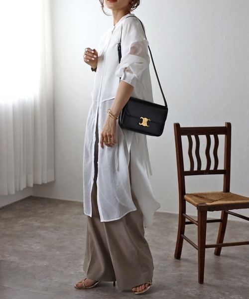 Bonjour Sagan ワンピース バンドカラーデザインシャツワンピース - 画像 (4)