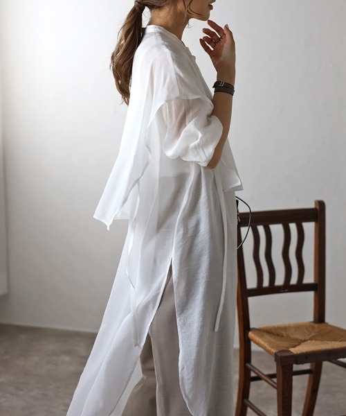 Bonjour Sagan ワンピース バンドカラーデザインシャツワンピース - 画像 (6)