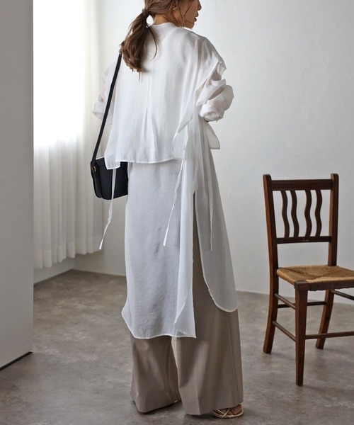 Bonjour Sagan ワンピース バンドカラーデザインシャツワンピース - 画像 (5)