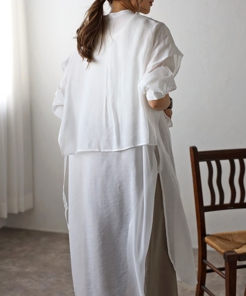 Bonjour Sagan ワンピース バンドカラーデザインシャツワンピース - 画像 (7)