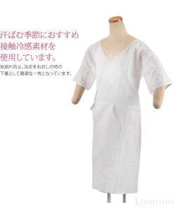 なごみや ワンピース 肌襦袢 接触冷感 浴衣スリップ 筒袖 F 白 浴衣下 スリップ 和装 下着 肌着 夏着物 浴衣 インナー 大人 レディース 女性