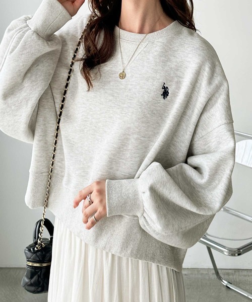 U.S. POLO ASSN. トレーナー スウェット GeeRA別注「U.S. ASSN.」秋にぴったり。袖ボリュームショート裏起毛スウェット レディース - 画像 (5)