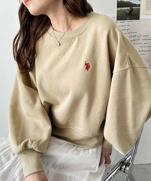 U.S. POLO ASSN. トレーナー スウェット GeeRA別注「U.S. ASSN.」秋にぴったり。袖ボリュームショート裏起毛スウェット レディース - 画像 (4)