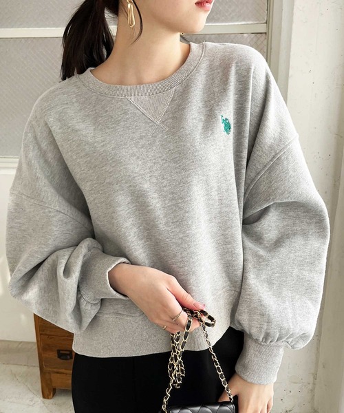 U.S. POLO ASSN. トレーナー スウェット GeeRA別注「U.S. ASSN.」秋にぴったり。袖ボリュームショート裏起毛スウェット レディース - 画像 (3)