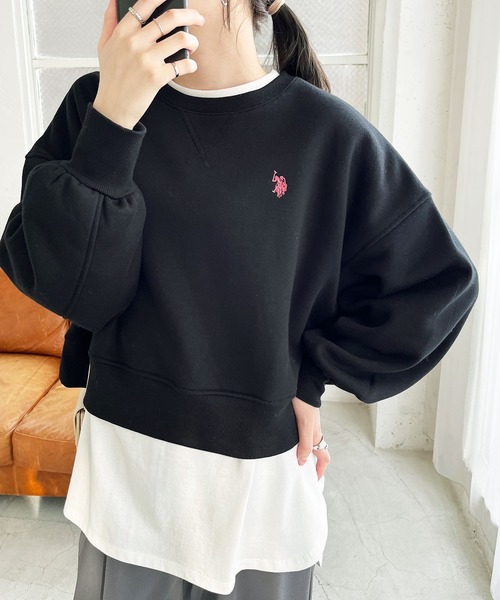 U.S. POLO ASSN. トレーナー スウェット GeeRA別注「U.S. ASSN.」秋にぴったり。袖ボリュームショート裏起毛スウェット レディース - 画像 (2)