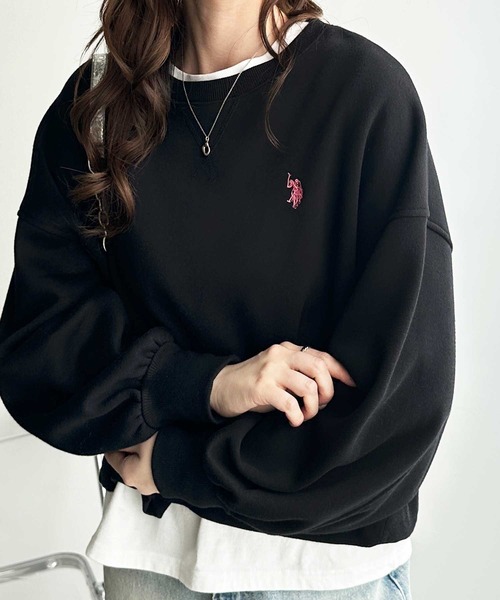 U.S. POLO ASSN. トレーナー スウェット GeeRA別注「U.S. ASSN.」秋にぴったり。袖ボリュームショート裏起毛スウェット レディース - 画像 (9)