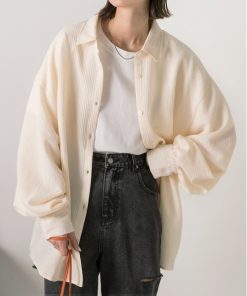 ad thie ブラウス シャツ リップル生地 オーバーサイズシャツ レディース