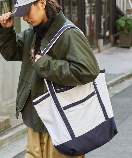 MONO-MART トートバッグ 「retock's」配色グローサリーバッグ ヴィンテージライクゴールドDカン付 キャンバスビッグトート レディース メンズ - 画像 (6)