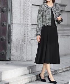 Flolia セットアップ ツイードノーカラージャケット フレアワンピース スーツ フォーマル セレモニー 卒業式 卒園式 入学式 入園式 ママスーツ