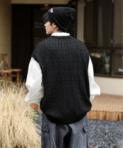 BEVERLY HILLS POLO CLUB ベスト ジレ 「neos」BEVERLY ビバリーヒルズ ポロクラブ ルーズシルエット ワンポイント ロゴ刺繍 ケーブ - 画像 (8)