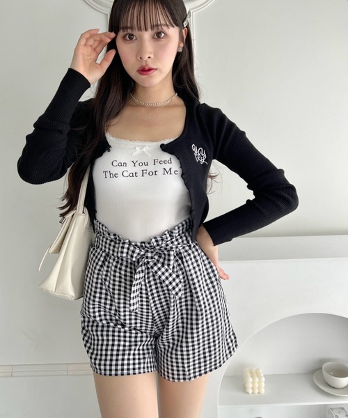 Loueme キャミソール プチリボンロゴプリントカップ付きキャミソール - 画像 (6)