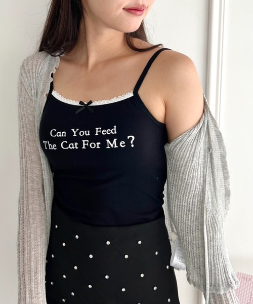 Loueme キャミソール プチリボンロゴプリントカップ付きキャミソール - 画像 (8)