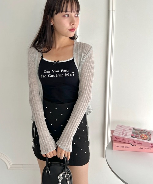 Loueme キャミソール プチリボンロゴプリントカップ付きキャミソール - 画像 (9)