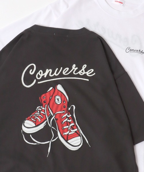 CONVERSE tシャツ CONVERSE/コンバース UVカット 接触冷感 シューズイラストバックプリント 裾ドローコード付半袖Tシャツ レディース メンズ - 画像 (3)