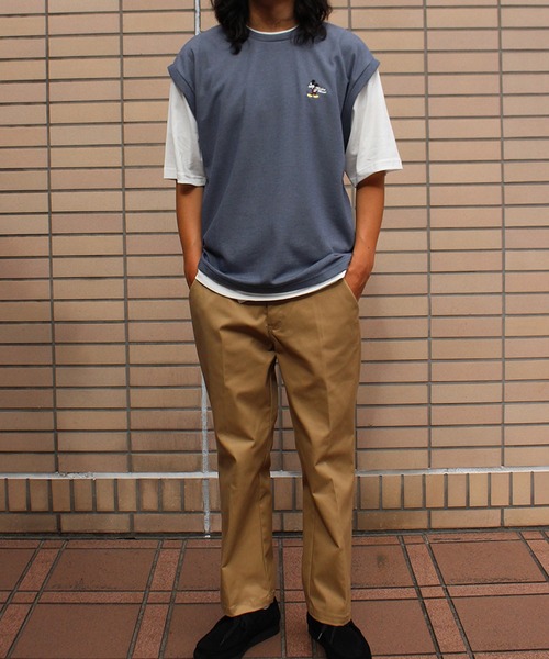 Disney tシャツ 「DISNEY/ディズニー」ミッキーマウス ワンポイント刺繍配色ポンチレイヤードTシャツ メンズ レディース - 画像 (4)