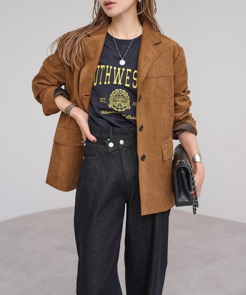 Bonjour Sagan tシャツ カレッジ刺繍ピグメントスウェットTシャツ レディース - 画像 (6)