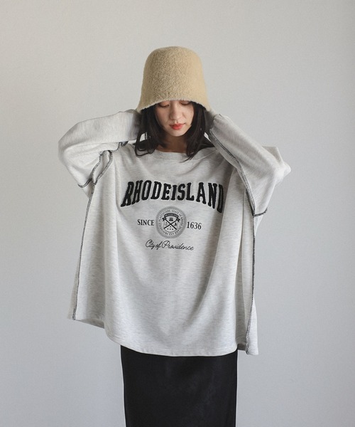 Bonjour Sagan トレーナー スウェット サガラ刺繍アウトステッチカレッジロゴスウェット レディース - 画像 (4)