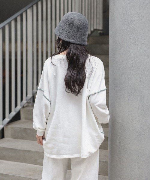 Bonjour Sagan トレーナー スウェット サガラ刺繍アウトステッチカレッジロゴスウェット レディース - 画像 (7)