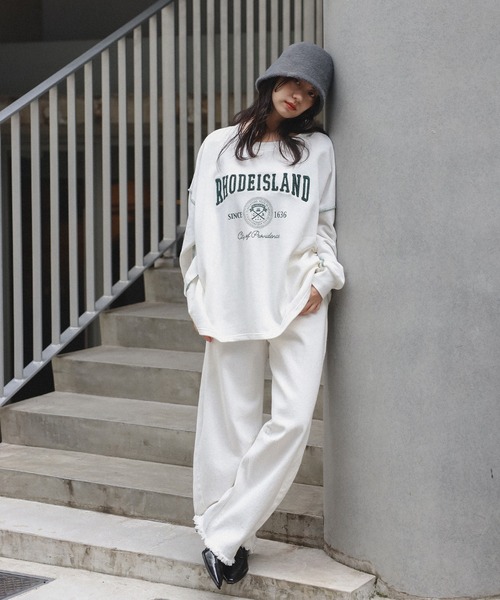 Bonjour Sagan トレーナー スウェット サガラ刺繍アウトステッチカレッジロゴスウェット レディース - 画像 (8)