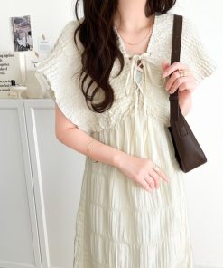 mily bilet ワンピース 「mily bilet」さらりと着映えて、微光沢がそっと華やぐ。マジョリカプリーツギャザー使いフレアワンピース(ロング)