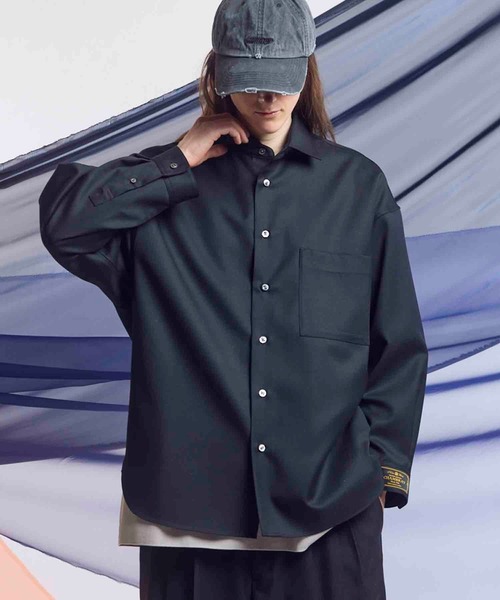 MAISON SPECIAL シャツ 「UNISEX」4 Colors Chambray Washable Wool Prime-Over Regular Collar Shirt - 画像 (2)