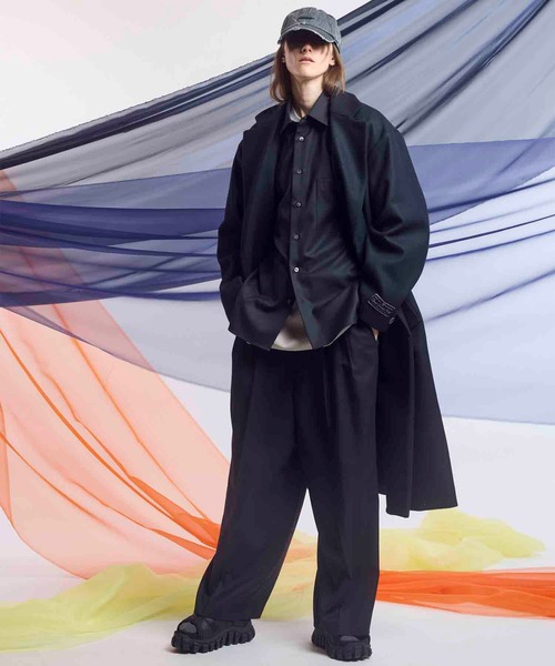 MAISON SPECIAL シャツ 「UNISEX」4 Colors Chambray Washable Wool Prime-Over Regular Collar Shirt - 画像 (8)