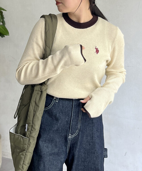 U.S. POLO ASSN. 「U.S. ASSN.」 長袖ニット FREE ネイビー レディース - 画像 (9)